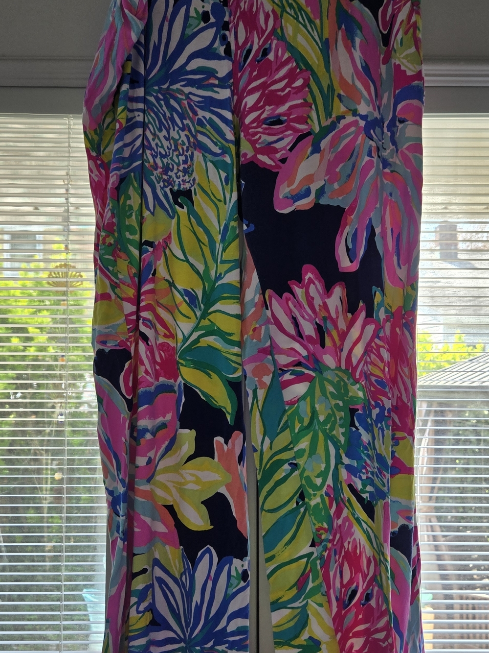 Lilly Pulitzer Pink, Blue & Green Tropical Print Palazza Pants Xl